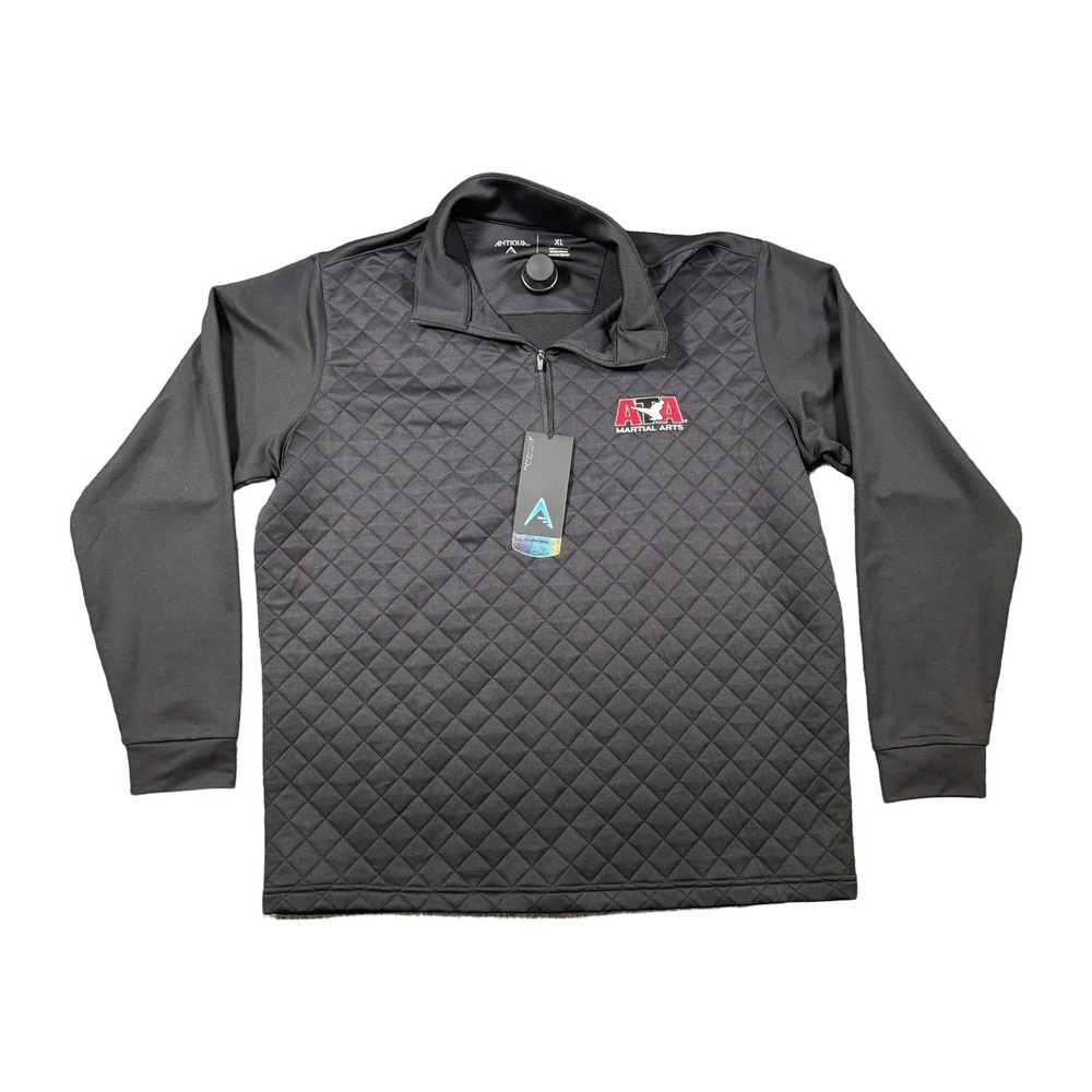 Antigua ATA Martial Arts Quilted 1/4 Zip Pullover Jacket Black Mens XL NWT